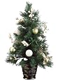 2` Tiffany Gold Pre-Decorated Potted Artificial Christmas Tree - Unlit