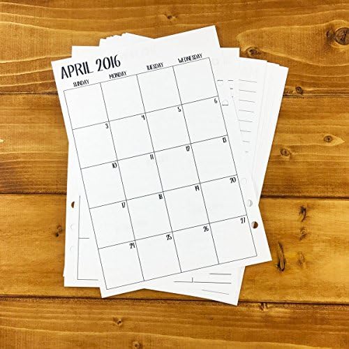 A5 2016 Monthly printed planner calendar - Mo2P - month on 2 page - monthly calendar