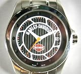 51DIe5lgRdL. SL160  Harley Davidson® Bulova® Mens Watch. Date window. Heavy stainless steel case. Black patterned dial with wheel design. Luminous hands. WR50m/165ft. 76B150