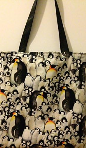 Emperor Penguins & Chicks Fabric Handmade Reversible Tote Bag Lined W/pockets