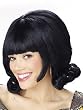 Short Black Flip Wig Flip Ends Wig With Bangs Fringe Theatre Costumes Accessory