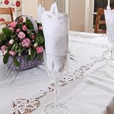 Luxury Embroidered Large White Tablecloth With 12 Napkins / 176 x 262 cm