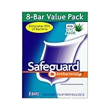 Safeguard Antibacterial Bar Soap with Aloe, White, 4.0-oz bars 8 Count Pack (Pack of 3)