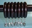 1-3/8" Solid Wood Drapery Rings with brass clips in Dark Chocolate finish [CAPITOL CITY LUMBER]
