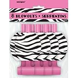 Zebra Print Party Blowers, 8ct