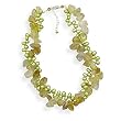 16"+2" Extension Citrine and Green Cultured Freshwater Pearl Twist Necklace