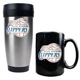 Los Angeles Clippers NBA Stainless Steel Travel Tumbler and Black Ceramic Mug Set -... by Great American Products