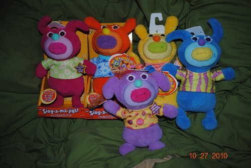 51DItttBloL SET OF 5 SING A MA JIGS  HOT PINK, ORANGE, YELLOW, TEAL BLUE, PURPLE