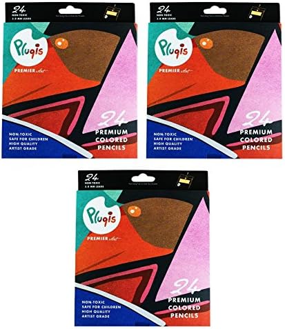 Pluqis Premium Quality Colored Pencils, Pre-Sharpened with Sturdier Wood &amp; Richer Artist-Grade Pigments, Non-Toxic &amp; Safe for Kids &amp; Adults, 3 Count, Set of 24