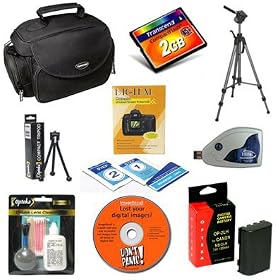 Accessory Kit for Canon Rebel XT & XTi Digital SLR Camera with Spare NB-2LH Battery for Canon + Transcend 2GB Compact Flash (CF) Card + High Speed USB 2.0 CompactFlash (CF) Card Reader + Deluxe Photo/Video 53" Tripod + Deluxe SLR System Camera Bag/Case + More