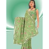 Garden Mint Georgette Based sequined embroidered wedding sari saree