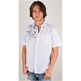 PX Clothing Western Skull Short Sleeve Button Up Shirt - White - M by PX Clothing