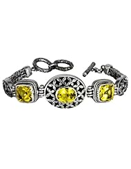 Sterling Silver Filigree Citrine Bracelet Handcrafted in Bali