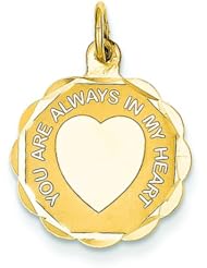 14K Yellow Gold You Are Always In My Heart Charm
