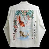 MAKANALEI(マカナレイ)長袖 ハンドペイント アロハシャツ【夫婦鯉-L】HAD-011Lの画像