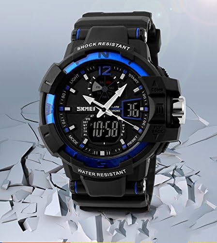 Vich Men Mountaineering Diving Watches Luxury Plastic Strap Casual Sports Watch Men Waterproof Wristwatch-Blue Dial
