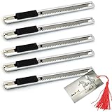 Pack of 5 Pcs Deluxe Quality 9mm Slim Stainless Steel Auto-lock Snap Off Blade Utility Knife Silver