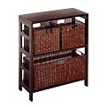 Espresso Wide Shelf with 3 Wire Baskets
