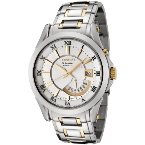 Seiko Men's SRN004 Premier Kinetic Silver Dial Two-Tone Stainless Steel Watch