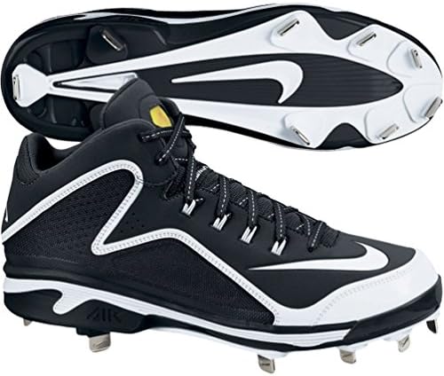 Nike Men's Swingman MVP 2 Mid Metal Baseball Cleats Griffey Black White (9)