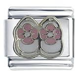 Pink Baby Shoes Italian Charms Bracelet Link