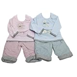 Baby Animal Design Long Sleeve Top & Trousers Set with Bib (Newborn) (Blue): baby clothes animal