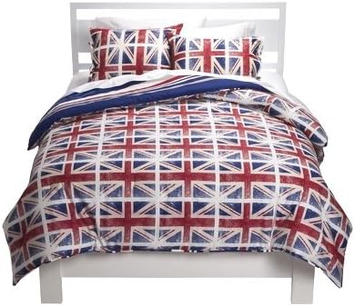 Modern UK British Twin Comforter and Sham (2 Piece Bedding Set) 100% Cotton