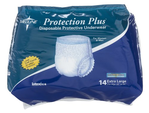 Medline Protection Plus Disposable Protective Underwear, X-Large, 14-Count (Pack of 4)