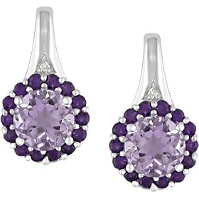10k Gold Rose de France and Amethyst Earrings by Amour
