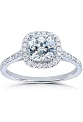 Cushion-cut Moissanite &amp; Diamond Engagement Ring 1 1/3 Carat (ctw) in 14k White Gold