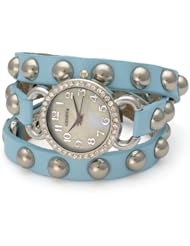 Geneva Blue Studded Clear Crystal Womens Wrap Watch #10335