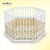 Produkt-Bild: FabiMax 6-eck Laufgitter, wei&szlig; lackiert, inklusive Laufgittereinlage Lilly beige