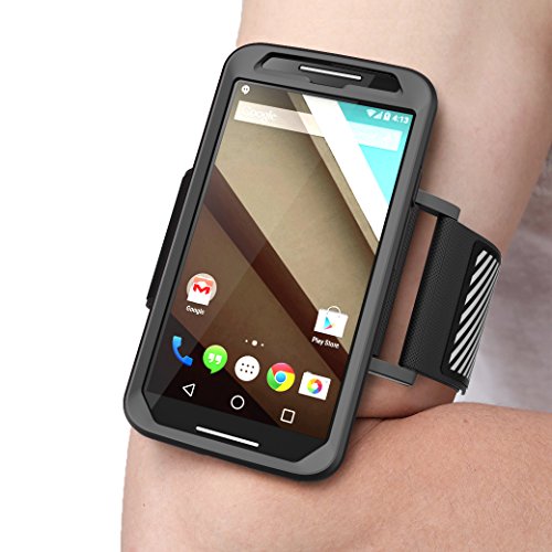 Moto X Case, SUPCASE Easy Fitting Sport Running Armband for All New Motorola Moto X (2nd Gen.) Phone 2014 Release with Premium Flexible Case Combo (Black) - Not Fit Moto X Phone (1st Gen.) 2013 Release