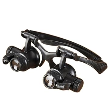 【クリックで詳細表示】UTOKY LED 付 ヘッドルーペ 眼鏡式 拡大鏡 10倍 15倍 20倍 25倍 精密作業に最適