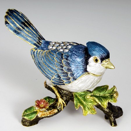 ENAMELED JEWELED KEEPSAKES BLUE BIRD
