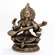 Hindu Goddess Saraswati Worship Art Sculpture Metal Brass