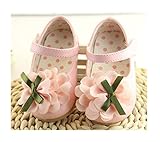 WIN ベビー 夏 シューズ 赤ちゃん 可愛い プレゼント 軽量 履かせやすい マジックテープ ストラップ 花 新生児 フォーマル靴 (内寸14cm, ピンク)