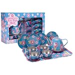 Schylling Flowers and Stripes Tin Tea Set