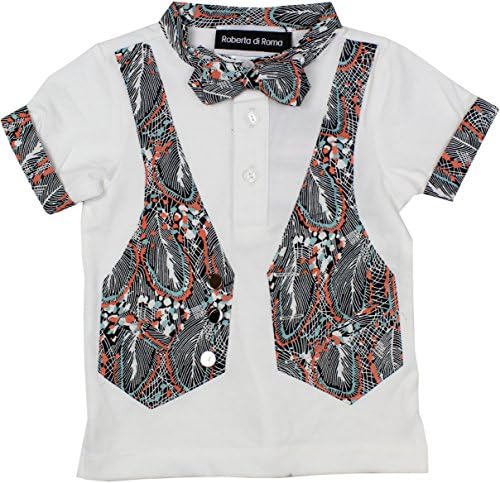 Roberta di Roma Boys Short Sleeve Dress Polo Shirt - 319B - Coral, 7
