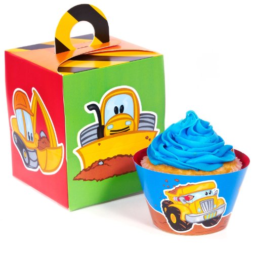 Construction Party Supplies - Cupcake Wrapper & Box Kit