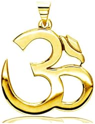 Super Jumbo Classic Yoga Ohm, Om, Aum Charm, 45mm x 45mm in Sterling Silver