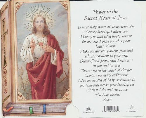 Sacred Heart of Jesus Holy Prayer Card Bible-Shaped Chromo NB