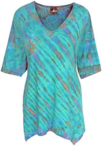 Plus Sizes Tunic Tops for Plus Size Women, Handmade Tie Dye Cotton Top 1x 2X 3X