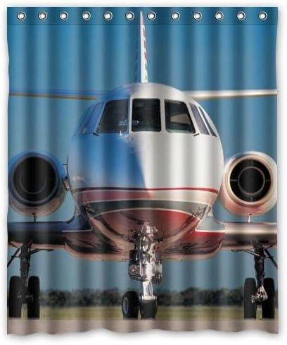 Special Design Airplane on Airport Waterproof Bathroom Shower Curtain 100% Polyester Fabric ,Bathroom decor 60" x 72" inches