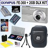 Olympus FE360 8MP Digital Camera (Silver) + 2GB Deluxe Accessory Kit