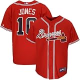 MLB Men's Atlanta Braves Chipper Jones Scarlet Alternate Short Sleeve 6 Button Synthetic Replica Baseball Jersey Spring 2012  (Scarlet, X-Large)