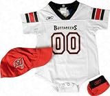 NFL New TAMPA BAY BUCCANEERS 6-9 Months Infant 3 Piece Onesie Creeper Set - Includes Baseball Cap and Booties