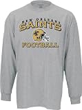 New Orleans Saints -Grey- Stacked Helmet Long Sleeve T-Shirt