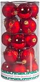 Brauns-Heitmann 58272 Weihnachtskugelset mit und ohne Dekor, 6 cm, 20 Kugeln, rot