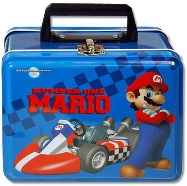 Mario Large Rectangle Tin Lunch Box with Plastic Handle &amp; Clasp